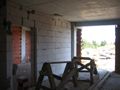 A shot of the internal brick work in the apartment building